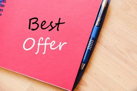 Best offer write on notebook Stock Photos