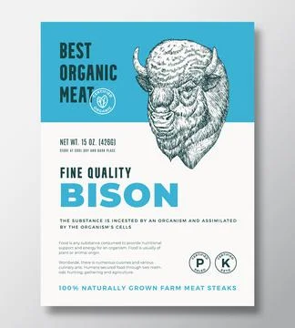 Best Organic Meat Abstract Vector Packaging Design or Label Template. Farm Grown Stock Illustration