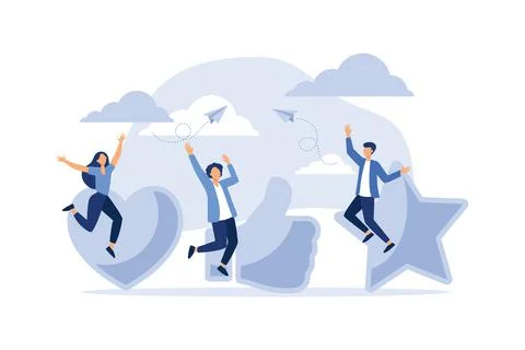 Best performance, highest rating, vote, score five points. people leave feedb Stock Illustration