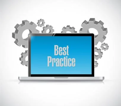 Best practice computer laptop sign concept Stock Illustration