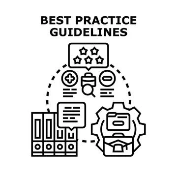 Best practice guidelines establishing successful business strategy Stock Illustration