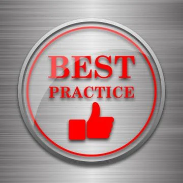 Best practice icon. Internet button on metallic background.. Stock Illustration