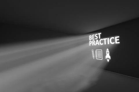 BEST PRACTICE rays volume light concept 3d illustration Stock Illustration