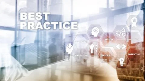 Best practice on virtual screen. Business, Technology, Internet and network Illustrazione stock