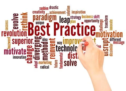Best Practice word cloud hand writing concept Stock Photos