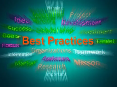 Best practices brainstorm displays optimum business procedures Stock Illustration