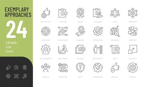 Best Practices line Editable Icons set. Stock Illustration