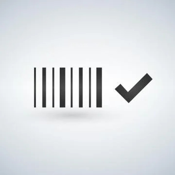 Best price bar code icon, black and white barcode icon with check mark, vecto イラスト素材