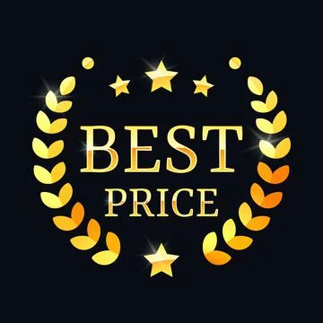 Best price, gold label with a laurel wreath. Vector illustration eps 10 Stock Illustration