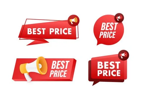 Best price web design elements. Shopping tags and best price badge. Vector stock Illustrazione stock