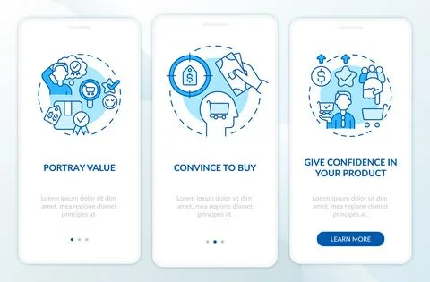 Best pricing strategy components blue onboarding mobile app screen Stockillustratie