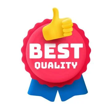 Best quality badge. 3d vector label isolated on white background Stock Illustration