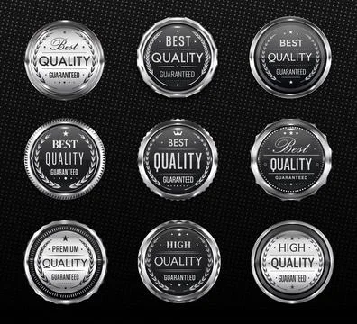 Best quality silver badges and labels, award seals Stock Illustration