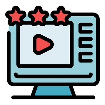 Best quality video streaming on computer screen getting five star rating Illustrazione stock