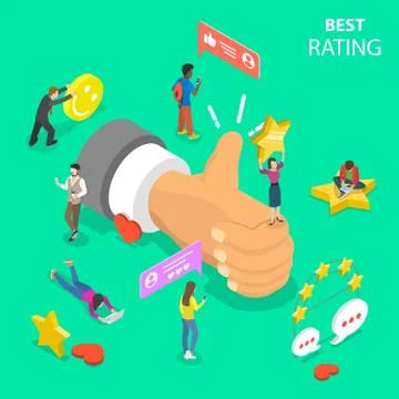 Best rating flat isometric vector concept. Stock Illustration
