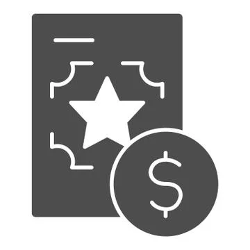 Best recruitment offer solid icon. Document with valuable info glyph style Illustrazione stock