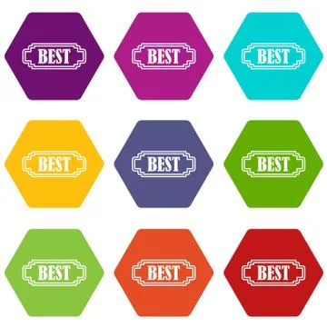 Best rectangle label icon set color hexahedron 스톡 일러스트