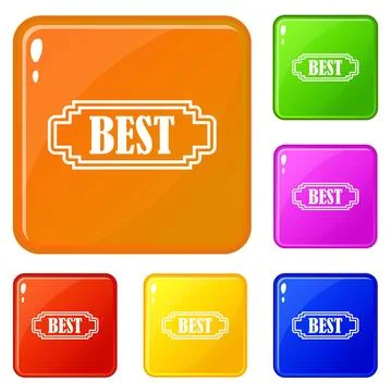 Best rectangle label icons set color Stock Illustration