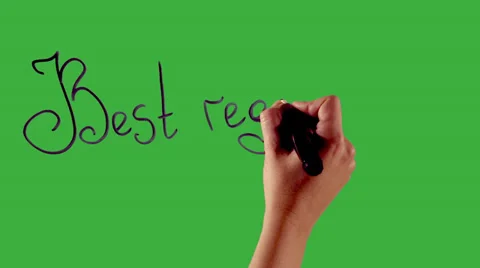 Best regards - Hand writing on green screen Stock Footage 33783373