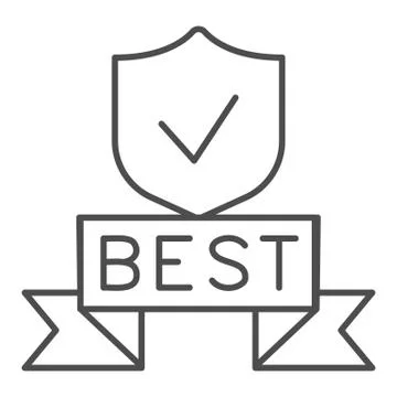 Best ribbon and checked shield thin line icon, Black Friday concept, Tick mark イラスト素材