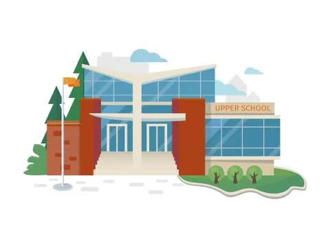 Best School Building Vector in Flat Style Design Ilustración de archivo