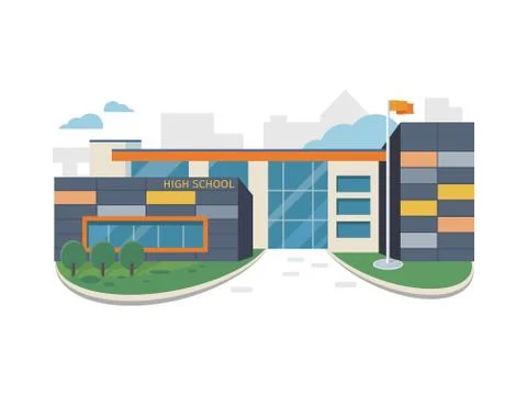 Best School Building Vector in Flat Style Design Ilustración de archivo