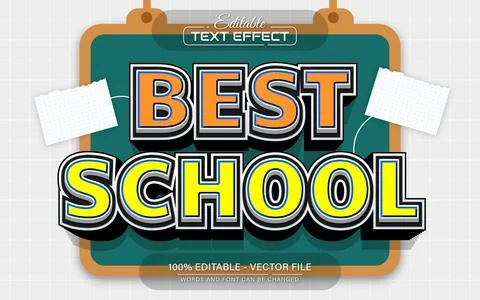 Best school text effect 3d style editable Stock Illustration
