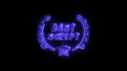 Best script award neon sign animation on black background glowing celebration Video stock 312328986
