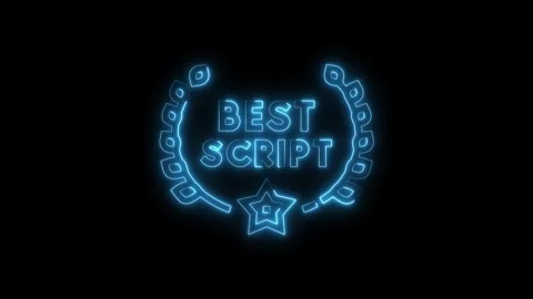 Best script award neon style animation honoring excellence in writing with .. Stock Footage 312328995