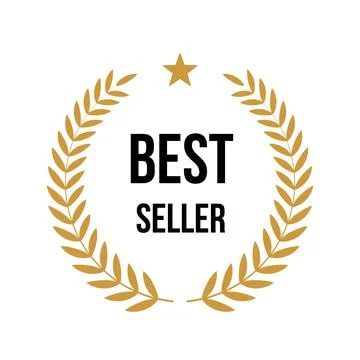 Best seller icon design with laurel, best seller badge logo isolated -  stock vector Stock Vector