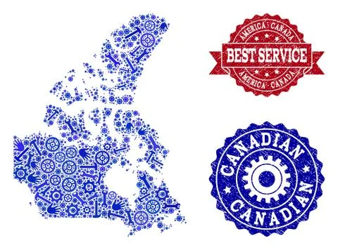 Best Service Composition of Map of Canada and Rubber Seals Stockillustratie