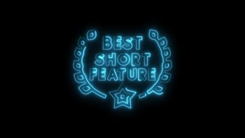 Best short feature award neon sign glowing celebration animated emblem deco.. Stock Footage 312329074