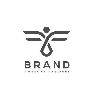 Best simple Vector wings logo Stock Illustration