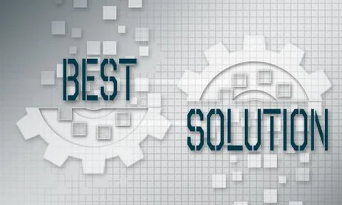 Best solution concept text on the mechanism of gears. Technology background Illustrazione stock