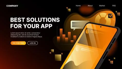 Best solutions for App Development. Horizontal Web Landing Page 库存插图