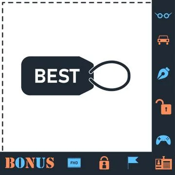 Best tag icon flat Illustrazione stock