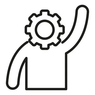 Best tech realization icon outline vector. Goal vision Illustrazione stock