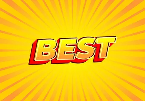 Best. Text effect in modern look, bright yellow red color Stock Illustration