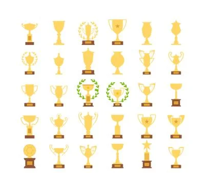 Best trophy champion Vector cup flat icon. Champion cup winner trophy award a Stock Illustration