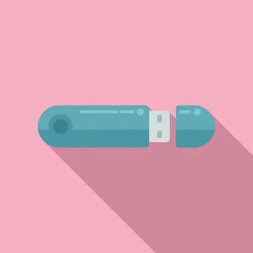 Best usb flash device icon flat vector. Focus machine storage 库存插图