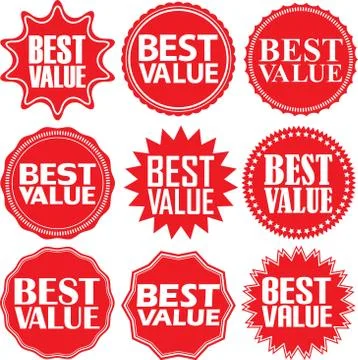 Best value red label. Best value red sign. Best value red banner. Vector illu Stock Illustration