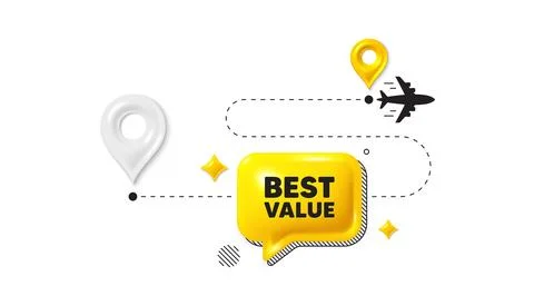 Best value tag. Special offer sale sign. Journey path position 3d pin. Vector Stock Illustration