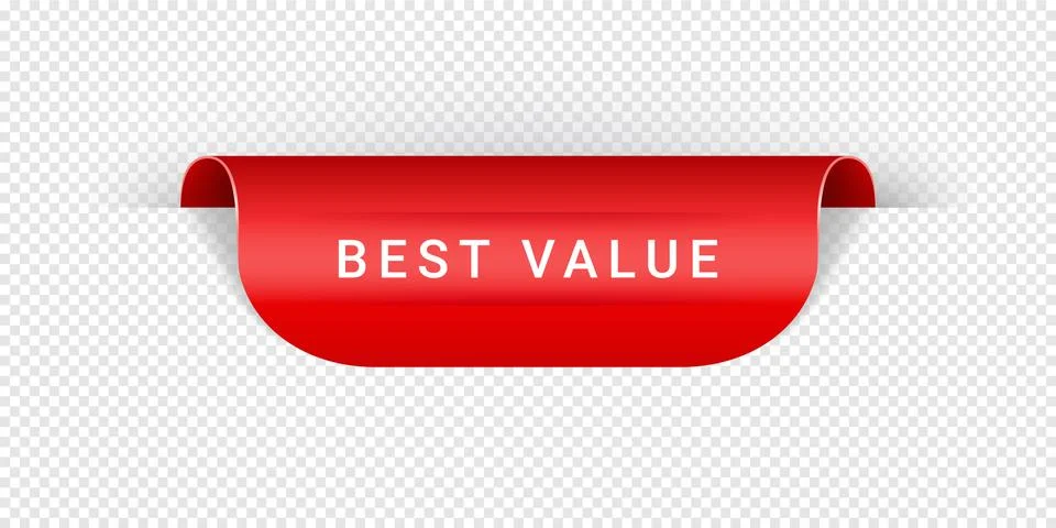 Best Value Vector Sticker, Tag, Banner, Label, Sign Or Ribbon Realistic Red Stock Illustration