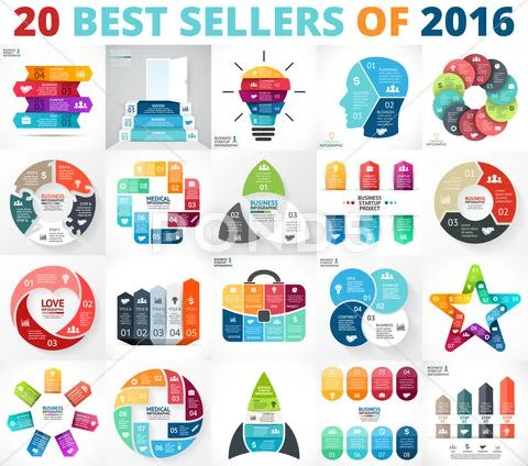 Best vector circle infographics set. Business diagram, arrows graph, startup Stock Illustration
