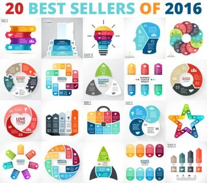 Best vector circle infographics set. Business diagram, arrows graph, startup Stock Illustration