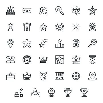 Best Visual Pack containing 35 Regular Line Pixel Optimized Vector Icons Ilustración de archivo