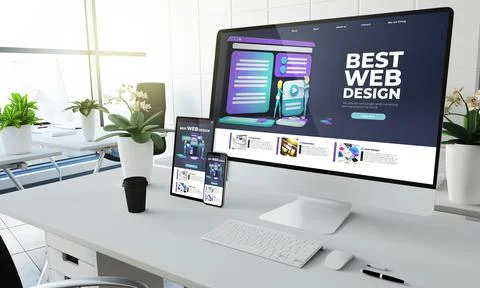 Best web design devices mockup Stock Illustration