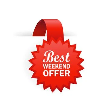 Best weekend offer badge in flat style on white background. Best weekend offer Stockillustratie