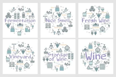 Best Wine round linear concept Stock Illustration