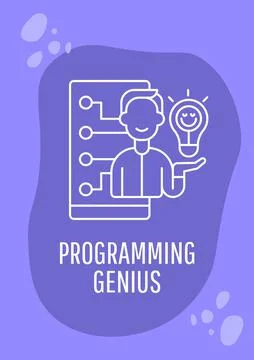 Best wishes to computer programmer postcard with linear glyph icon Stock Illustration